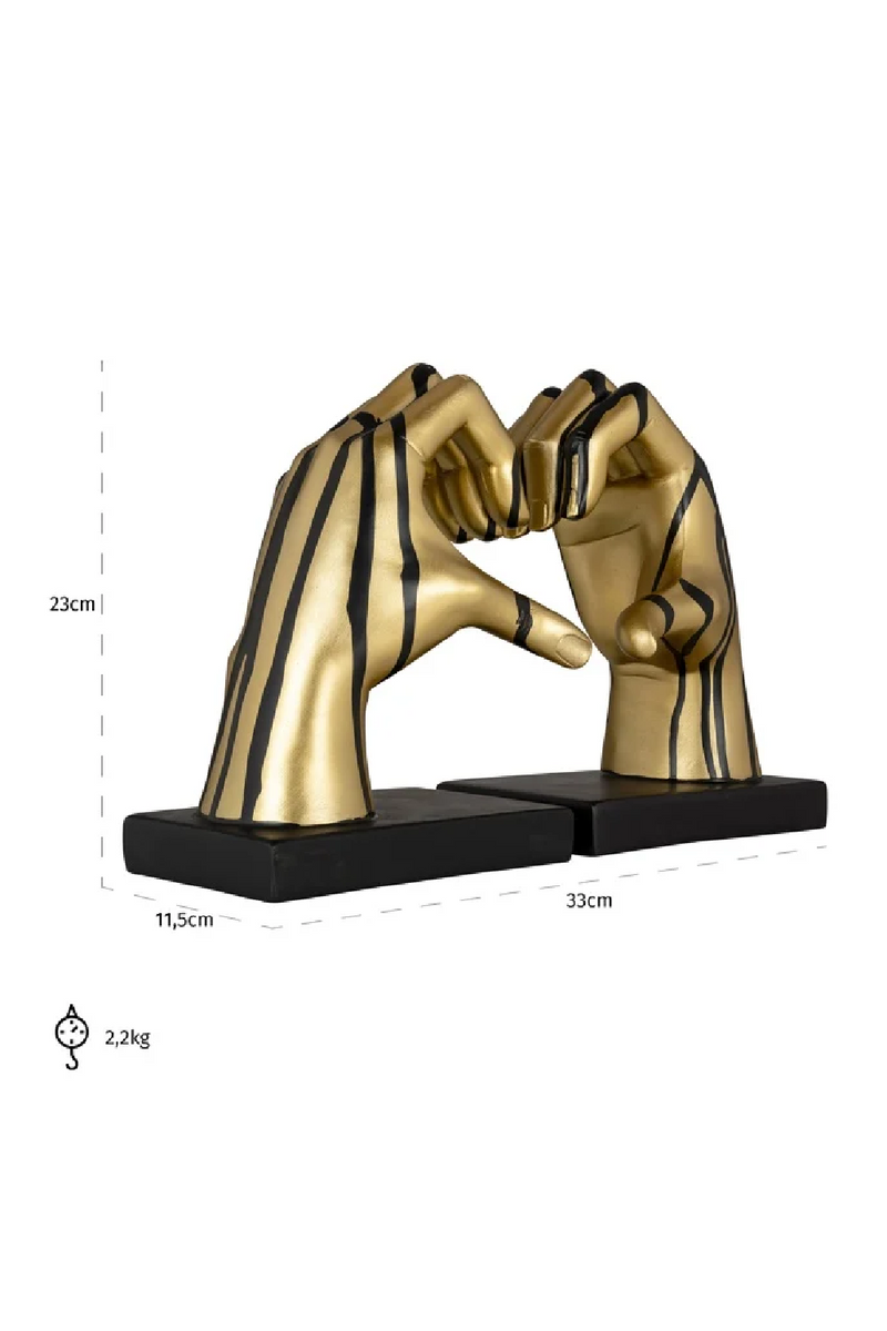 Gold Hand Sculpture Book Ends (2) | OROA Love | Oroatrade.com