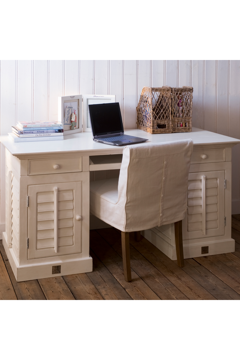 White Mahogany Mid-Century Desk | Rivièra Maison New Orleans | Oroatrade.com
