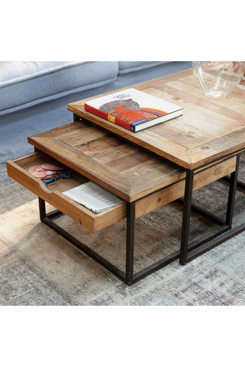 Industrial Wooden Nested Coffee Tables (3) | Rivièra Maison Shelter Island | Oroatrade.com