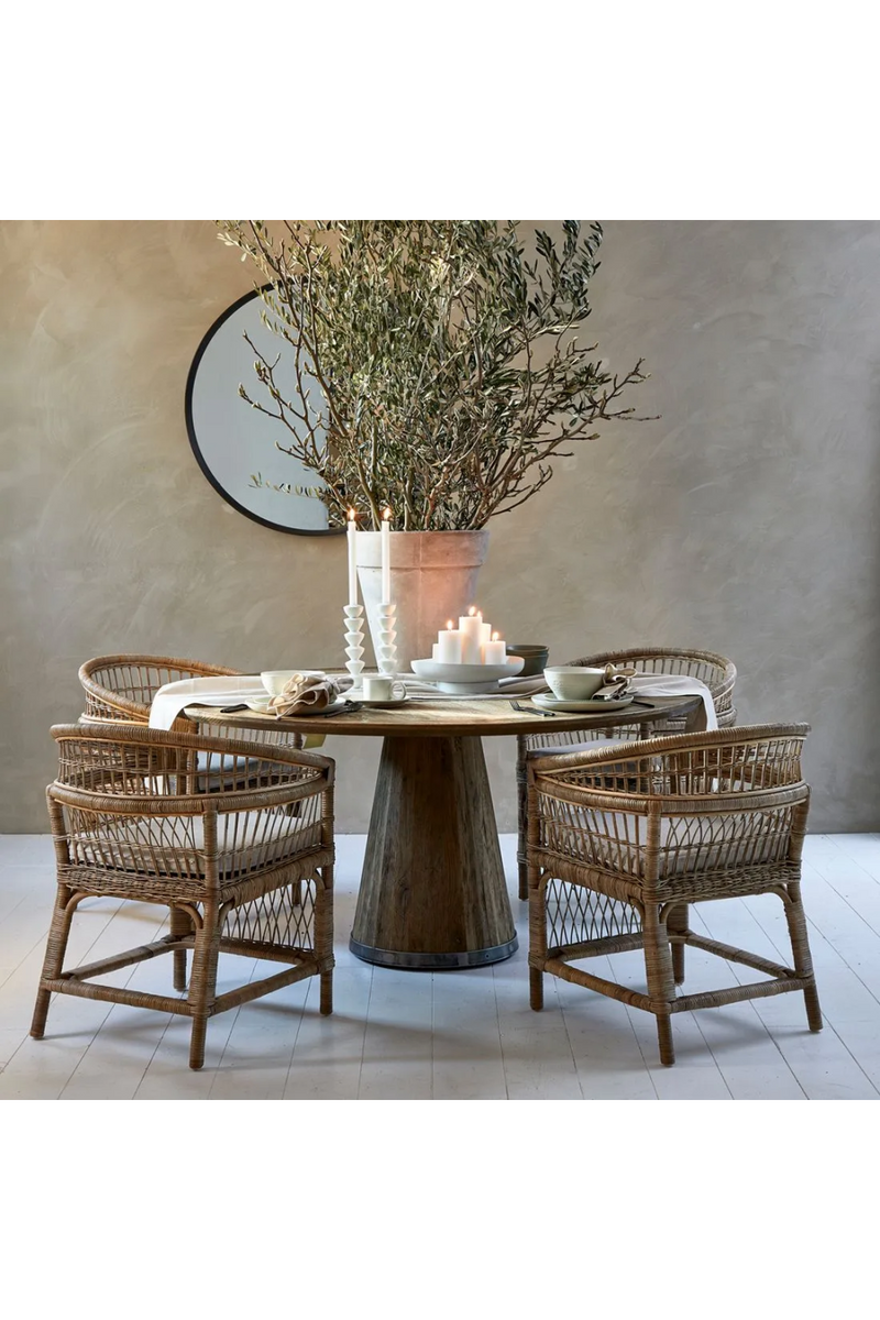 Round Oak Pedestal Dining Table | Rivièra Maison Siroko Beach | Oroatrade.com