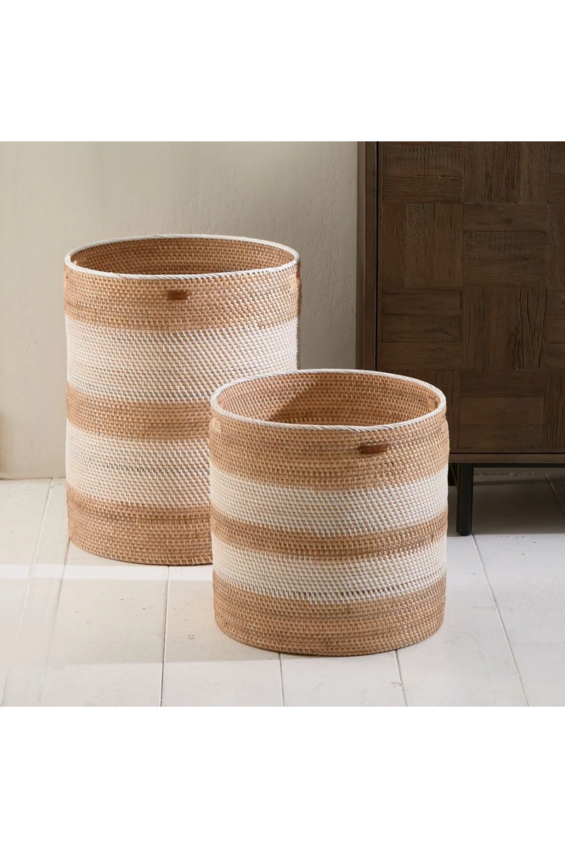 Woven Rattan Cylindrical Baskets (2) | Rivièra Maison Crystal Bay | Oroatrade.com