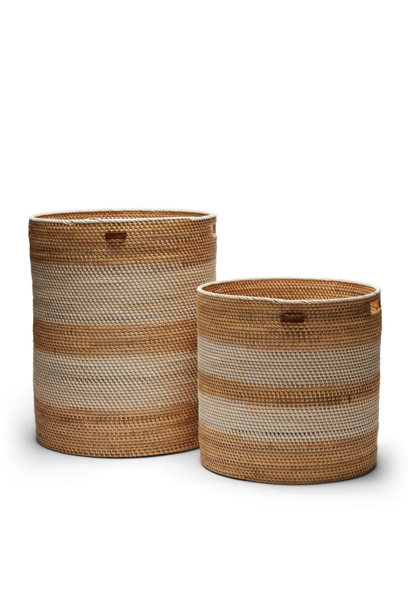 Woven Rattan Cylindrical Baskets (2) | Rivièra Maison Crystal Bay | Oroatrade.com