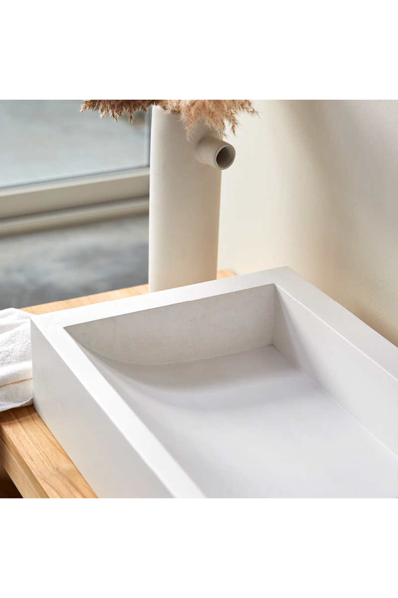 Rectangular White Terrazzo Sink | Tikamoon Pegase | OROA TRADE