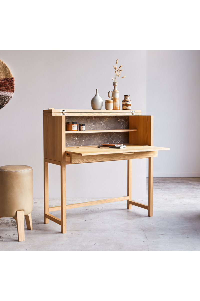 Solid Oak and Marble Desk | Tikamoon Eyota | OROA TRADE