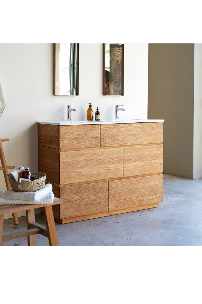 Oak Vanity Unit with Ceramic Sink | Tikamoon Karl | Oroatrade.com