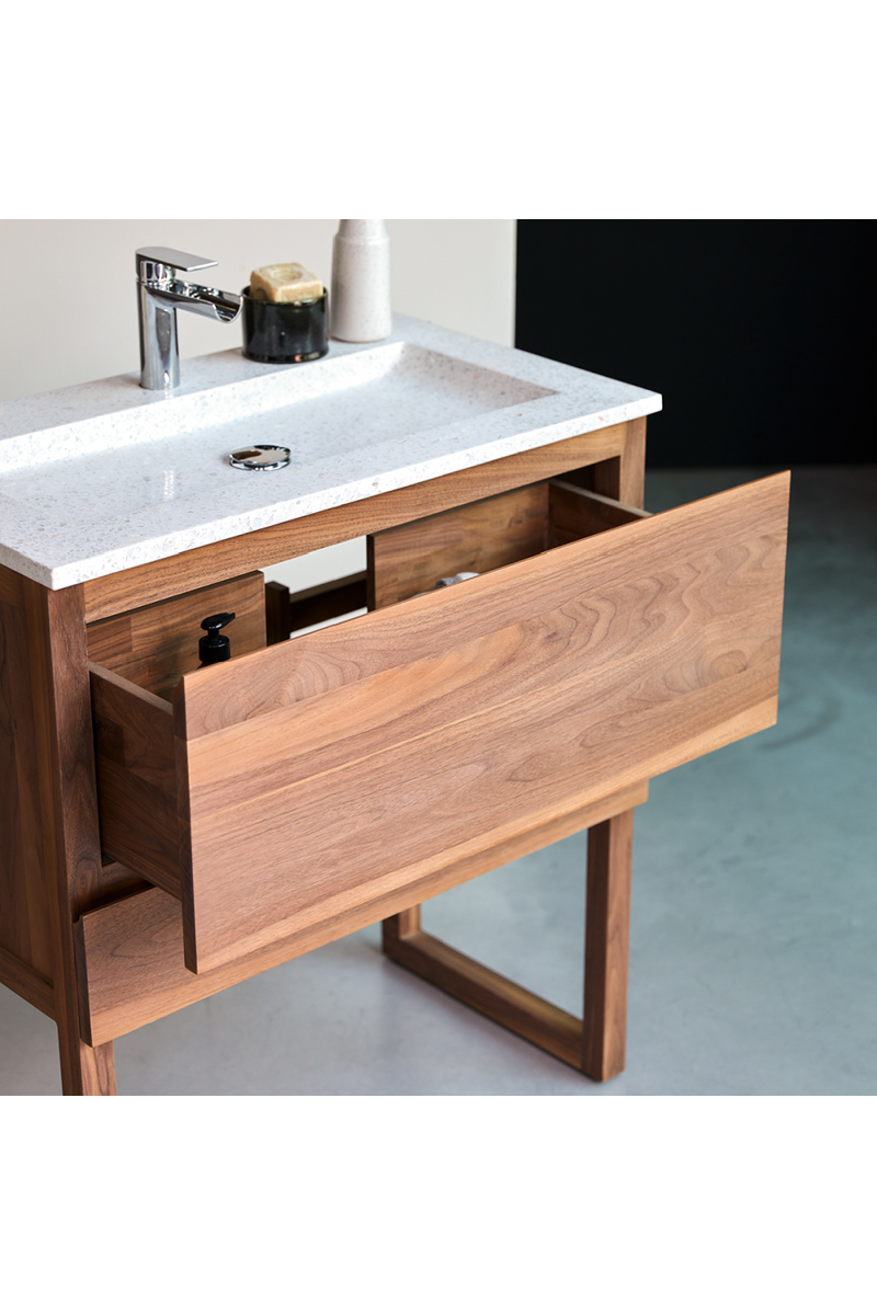 Walnut Single Sink Basin Vanity Unit | Tikamoon Edgar | Oroatrade.com