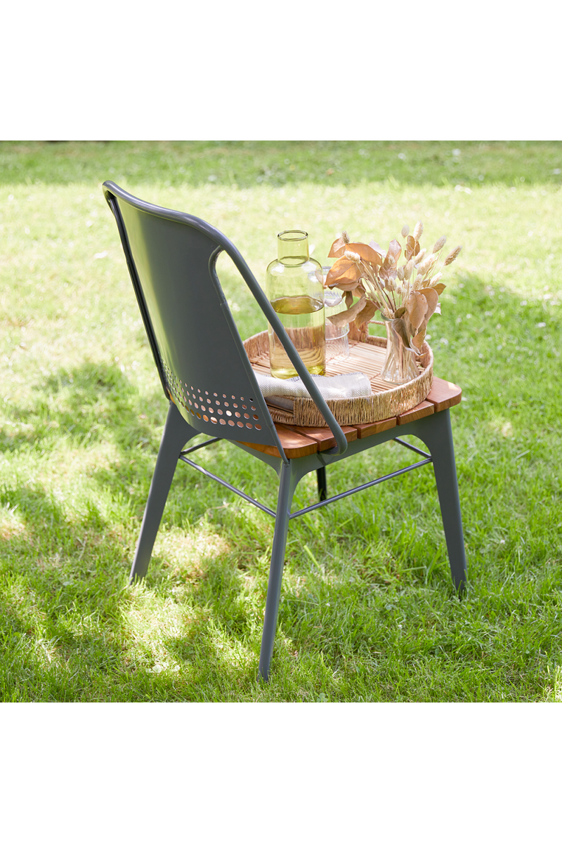 Gray Metal And Teak Garden Chair | Tikamoon Toscane | OROA TRADE
