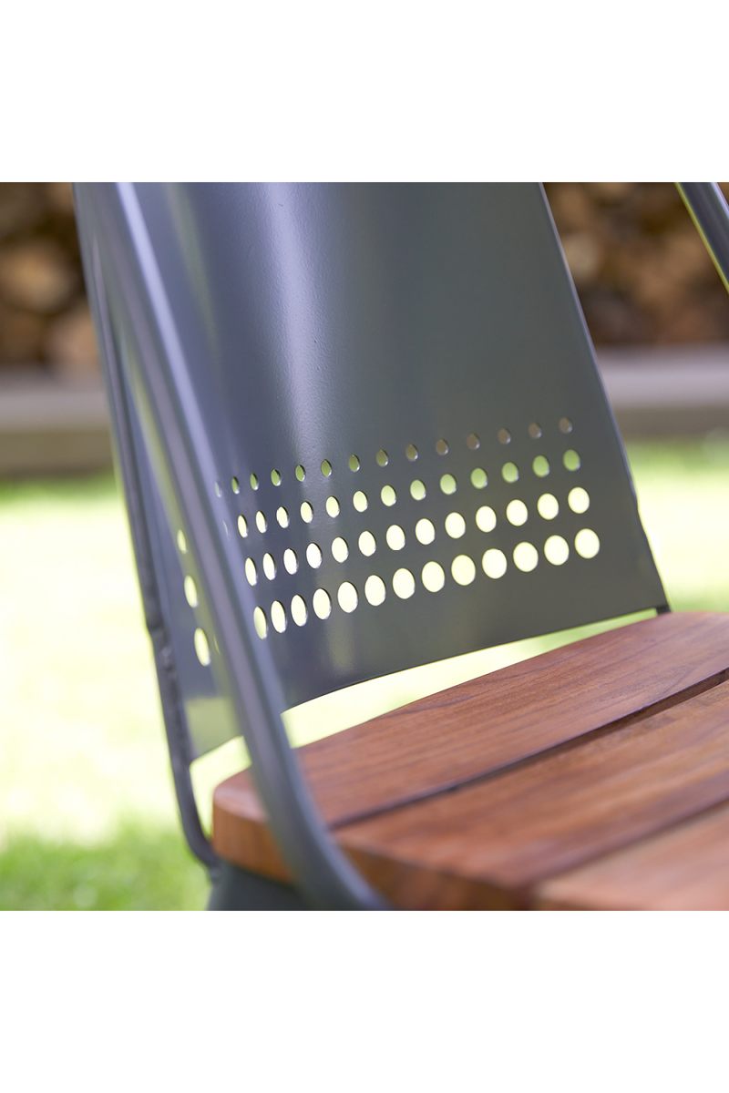 Gray Metal And Teak Garden Chair | Tikamoon Toscane | OROA TRADE