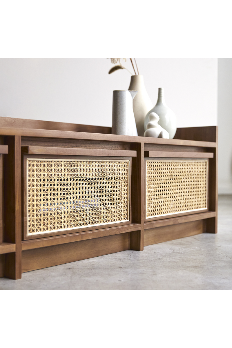 Solid Teak and Canework TV Unit | Tikamoon Roots | OROA TRADE