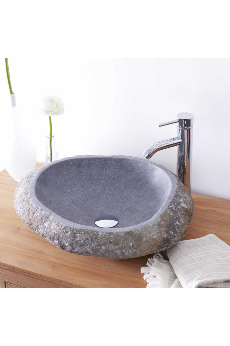 Gray Stone Bathroom Sink | Tikamoon Galet Nobu | Oroatrade.com