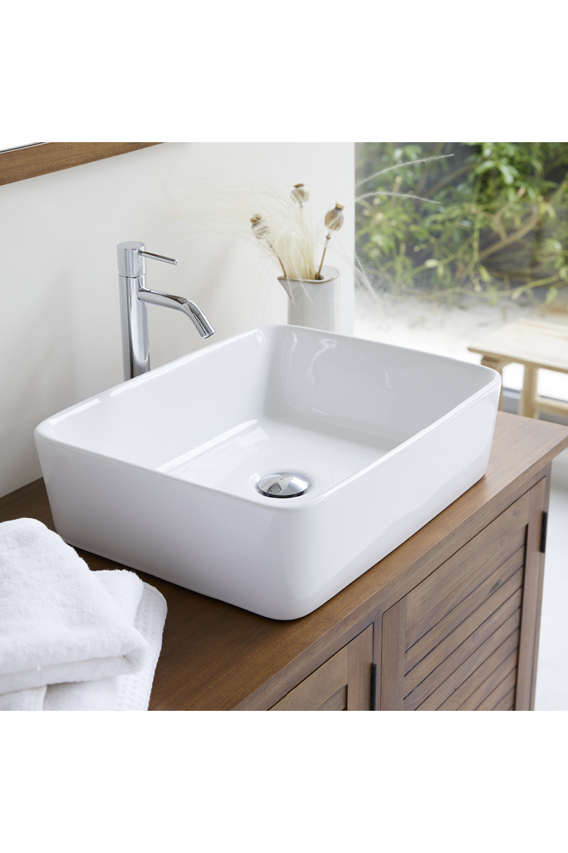 White Ceramic Bathroom Sink | Tikamoon Alexi | OROA TRADE