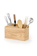 Wooden Rectangular Utensils Holder | Wireworks Block | OROA TRADE