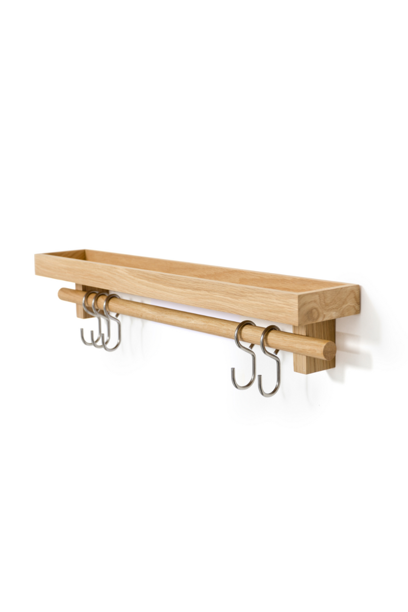 5-Hook Wooden Utensils Shelf | Wireworks | OROA TRADE