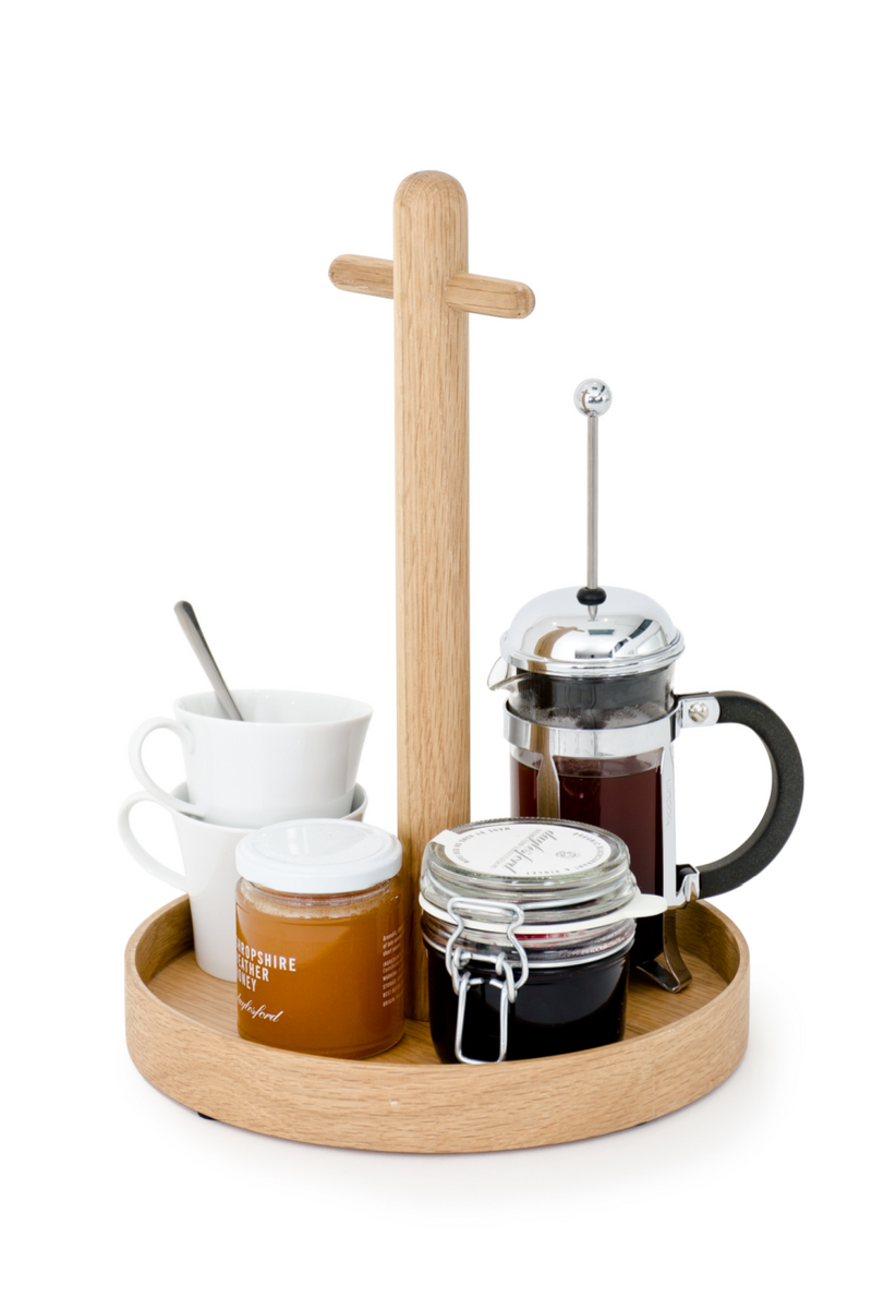 Round Wood Condiment T top Tray | Wireworks | OROA TRADE