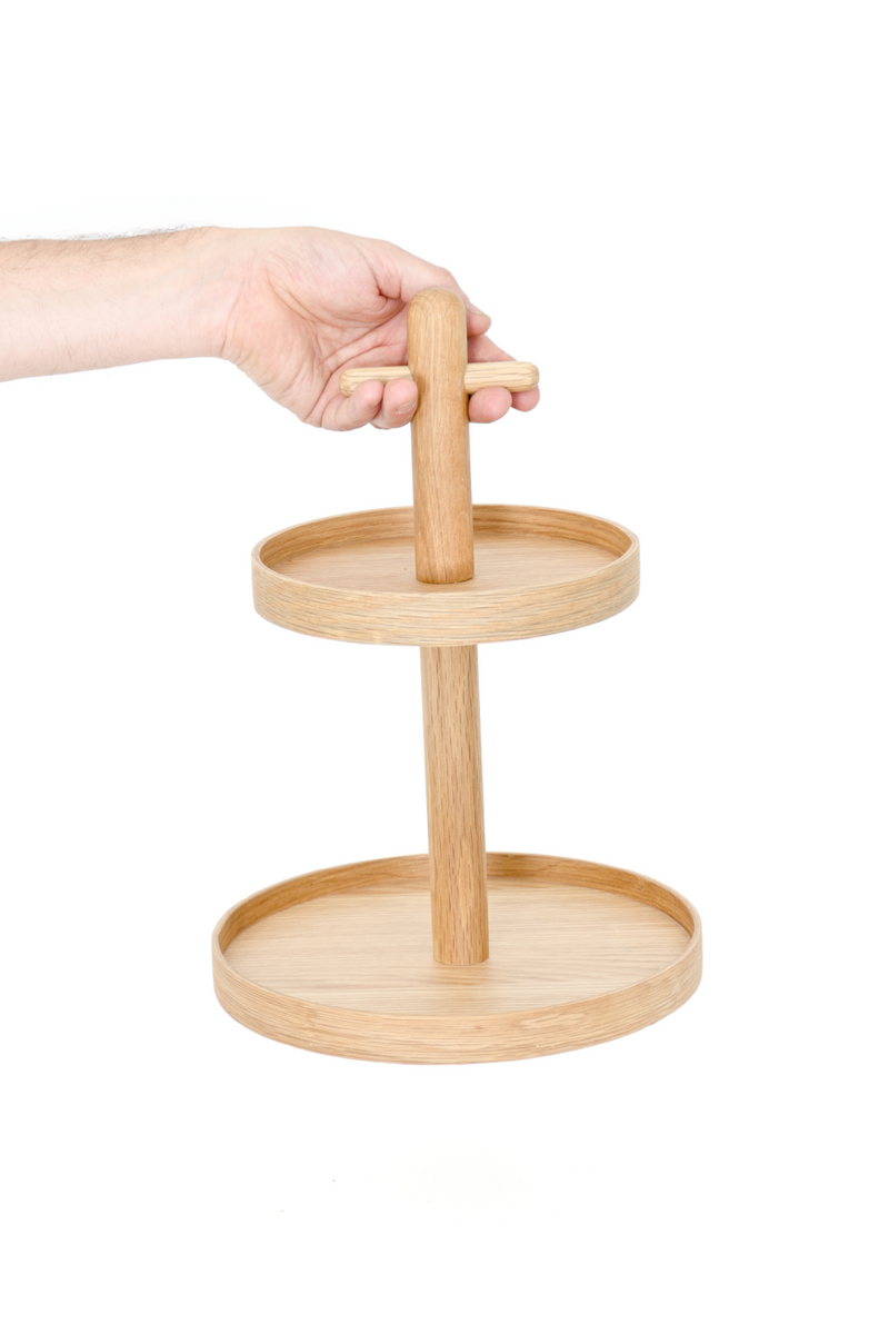 2-Tier Oak Condiment T top Stand | Wireworks Cook House | OROA TRADE