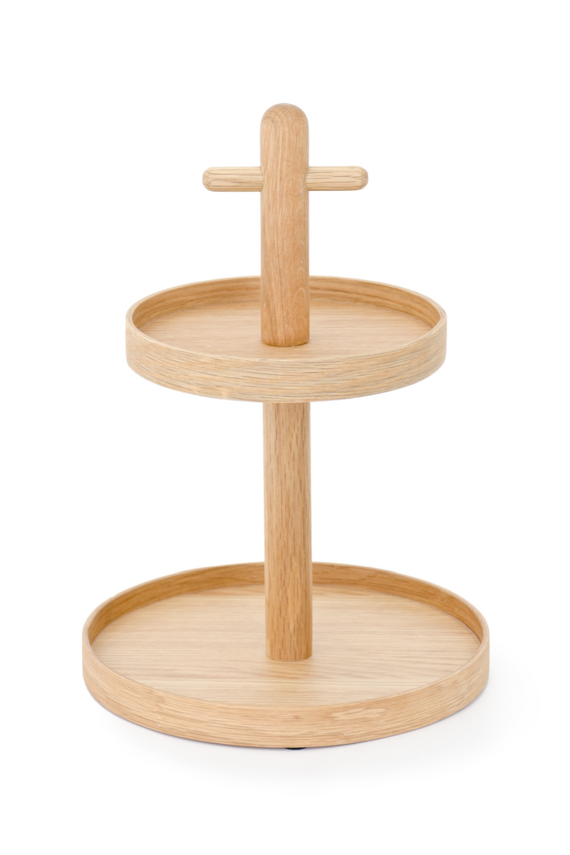 2-Tier Oak Condiment T top Stand | Wireworks Cook House | OROA TRADE