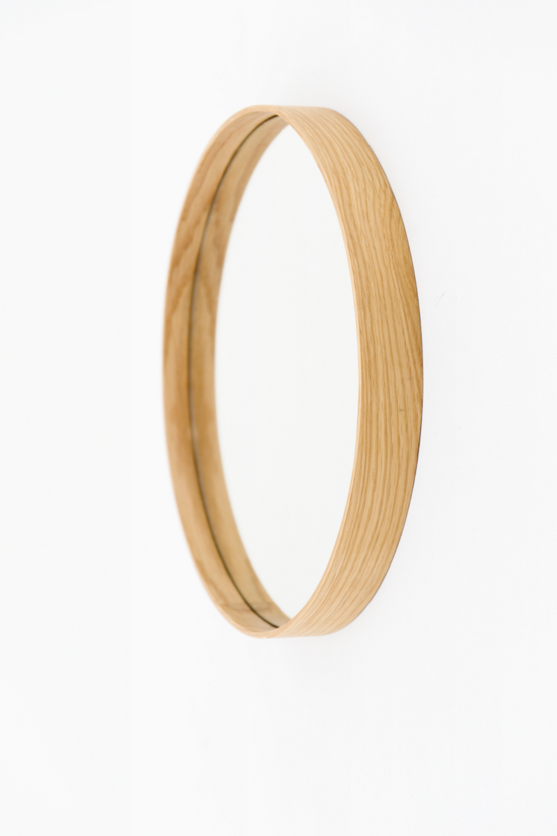 Oak Wooden Round Wall Mirror | Wireworks Glance 310 | OROA TRADE