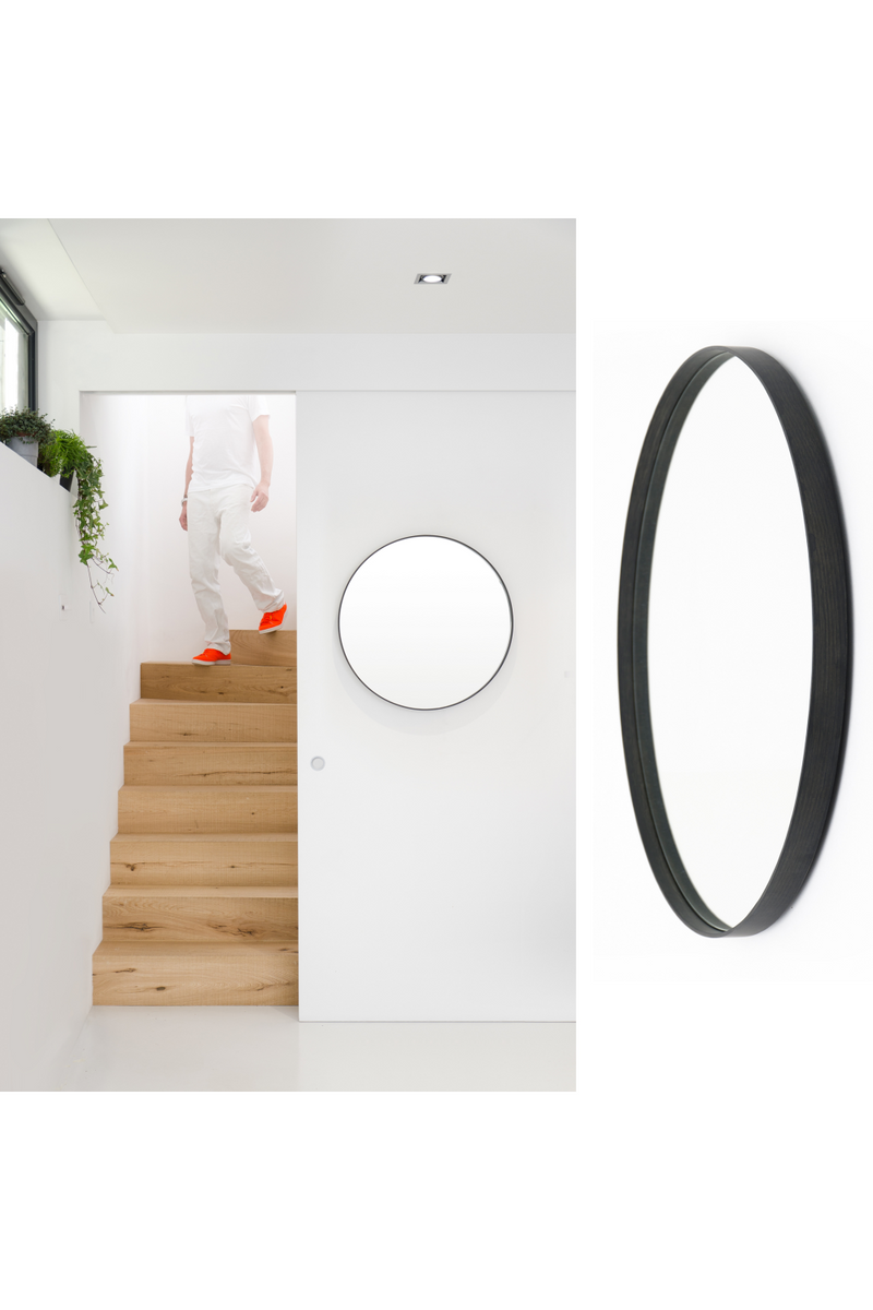 Oak Wooden Round Wall Mirror | Wireworks Glance 660 | OROA TRADE