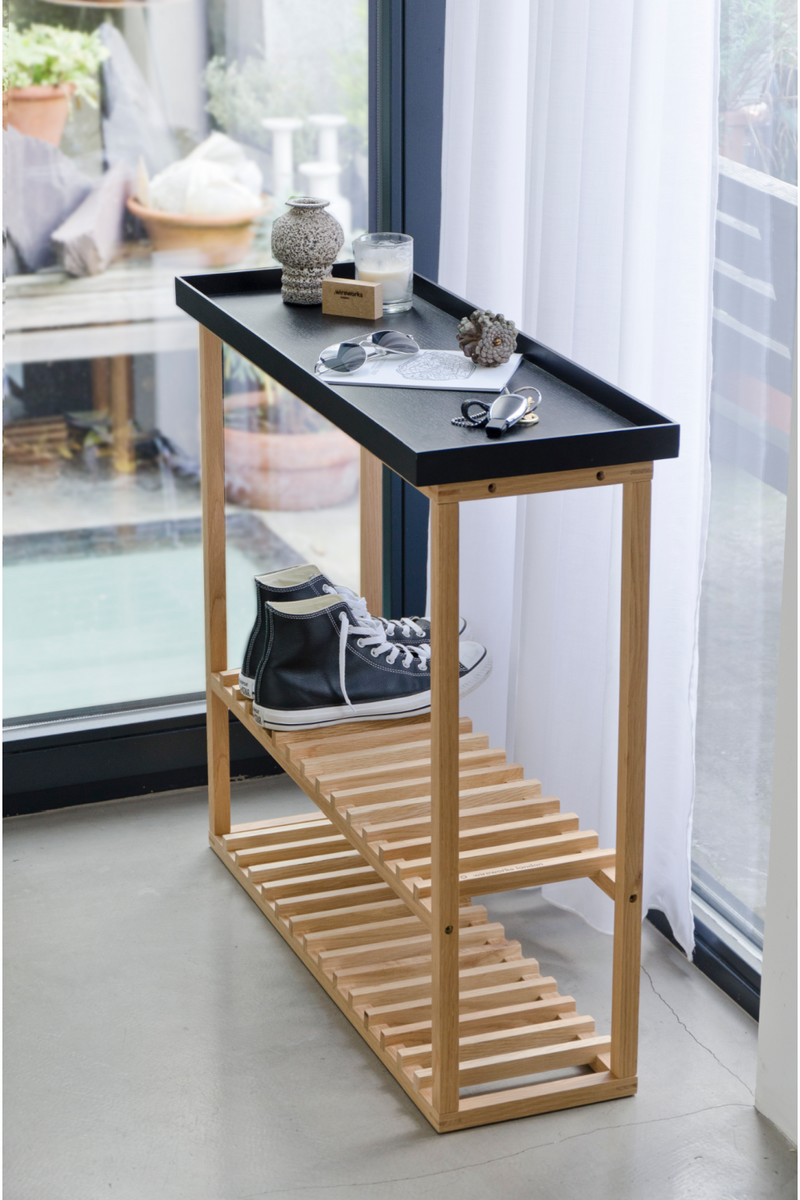 Black Rectangular Console Table with Storage | Wireworks Hello | OROA TRADE