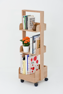 Three-Shelf Wheeled Wood Mini Bookcase | Wireworks Bookie | OROA TRADE