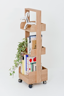 Three-Shelf Wheeled Wood Mini Bookcase | Wireworks Bookie | OROA TRADE