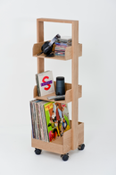 Three-Shelf Wheeled Wood Mini Bookcase | Wireworks Bookie | OROA TRADE