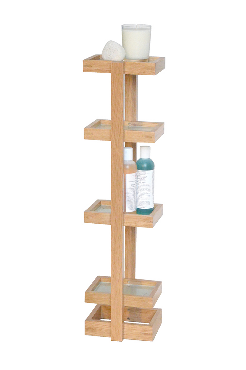 Freestanding Oak Bathroom Storage Tower | Wireworks Mezza | OROA TRADE