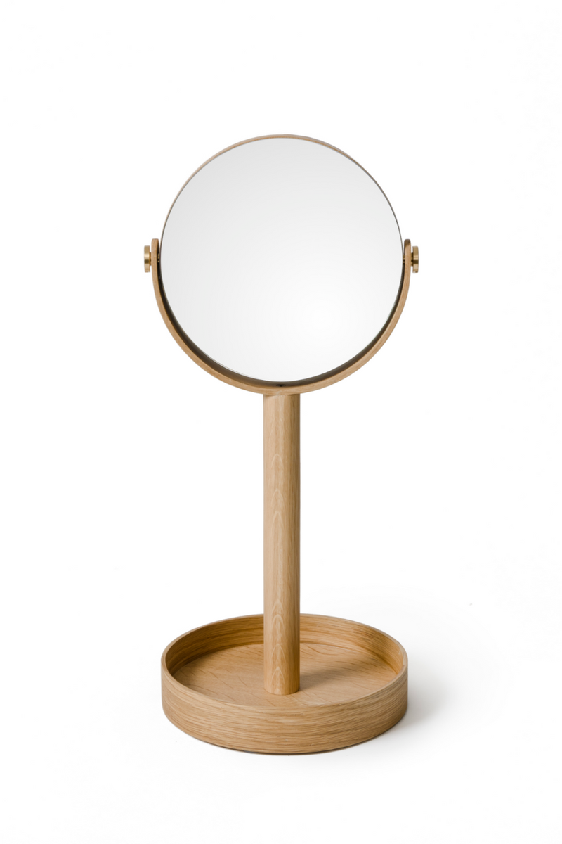 Oak Double Face Mirror with Storage Tray | Wireworks Close-up | OROA TRADE