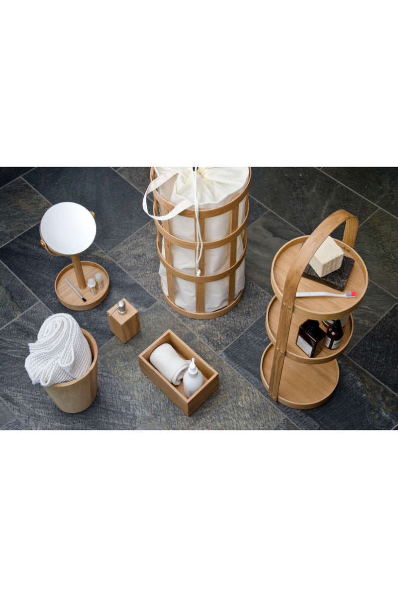 Oak Laundry Basket with Soft White Bag Insert | Wireworks Cage | OROA TRADE
