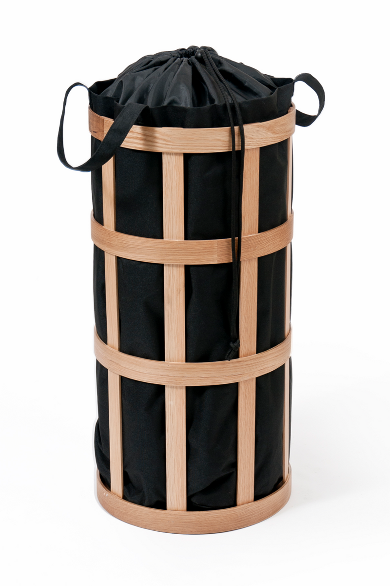 Oak Laundry Basket with Black Bag Insert | Wireworks Cage | OROA TRADE