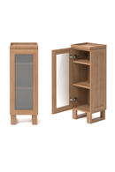 Oak Bathroom Cabinet with Ribbed Glass | Wireworks Tallboy Mezza | OROA TRADE