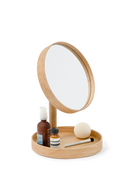 Oak Magnifying Vanity Mirror with Storage Tray | Wireworks Look | OROA TRADE