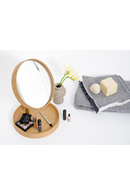 Oak Magnifying Vanity Mirror with Storage Tray | Wireworks Look | OROA TRADE