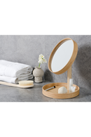 Oak Magnifying Vanity Mirror with Storage Tray | Wireworks Look | OROA TRADE