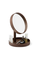 Walnut Magnifying Vanity Mirror with Storage Tray | Wireworks Look | OROA TRADE