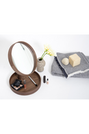 Walnut Magnifying Vanity Mirror with Storage Tray | Wireworks Look | OROA TRADE