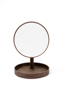 Walnut Magnifying Vanity Mirror with Storage Tray | Wireworks Look | OROA TRADE
