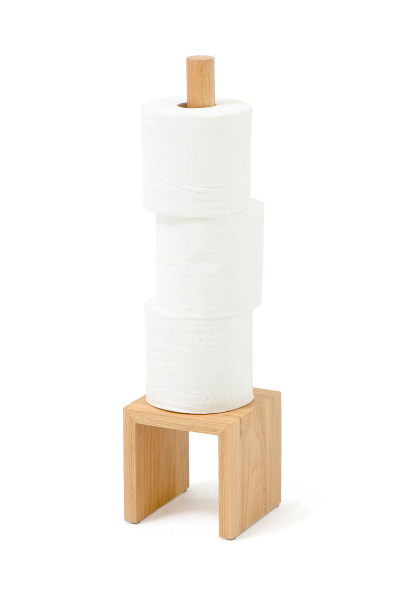 Oak Standing Toilet Paper Holder  | Wireworks Cosmos | OROA TRADE