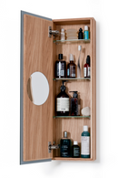 Oak Vertical Bathroom Cabinet with Mirror | Wireworks 800 Zone |  OROA TRADE