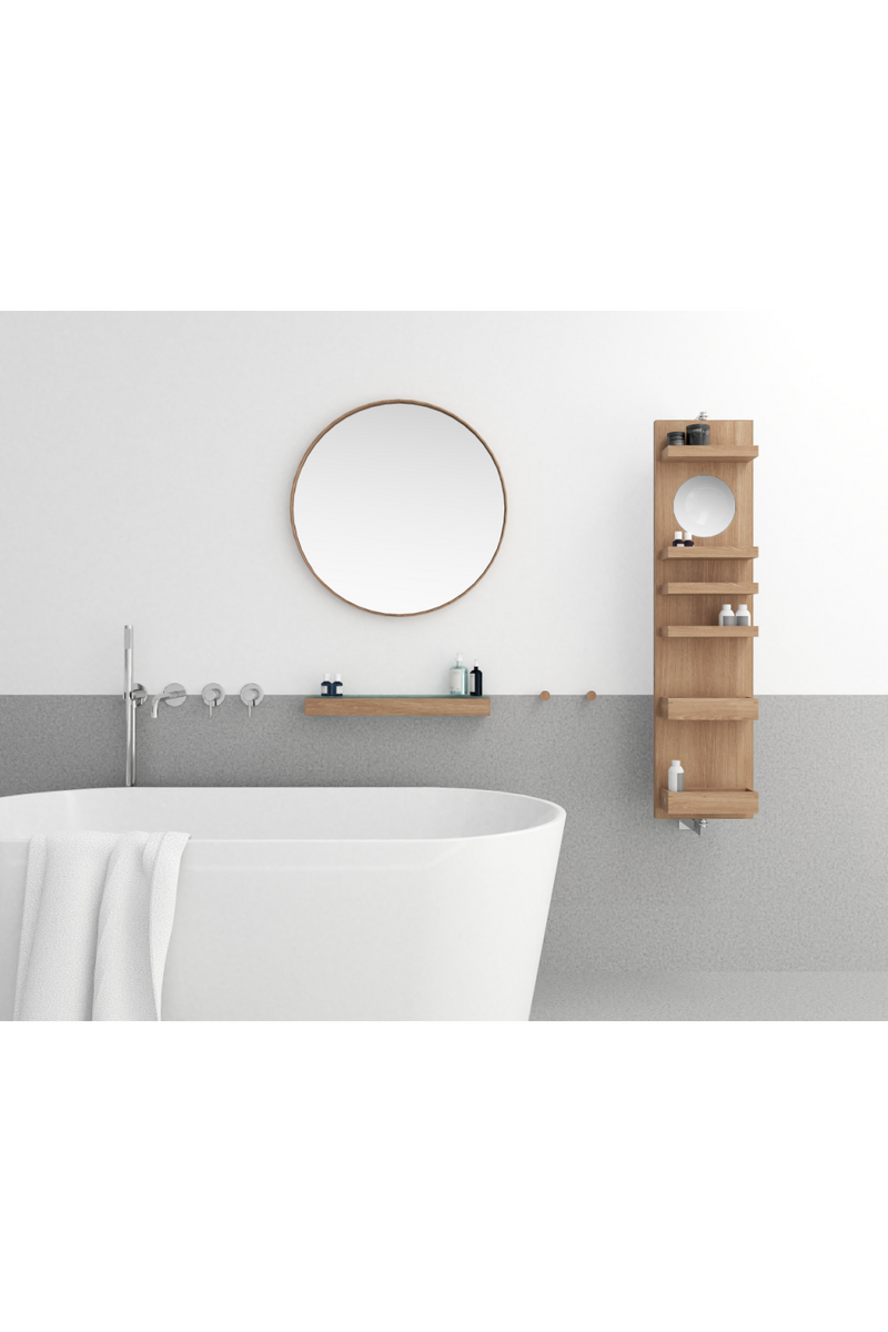 Rotating Oak Bathroom Cabinet with Mirror | Wireworks Cosmos | OROA TRADE
