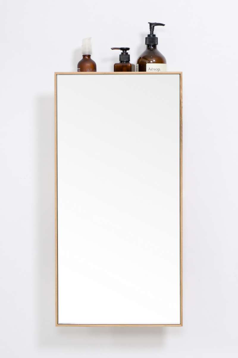 Oak Vanity Mirror with Storage Trays | Wireworks Slimline 3 | OROA TRADE