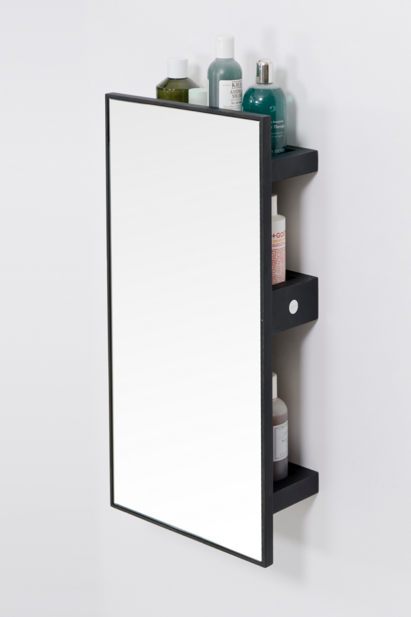 Oak Vanity Mirror with Storage Trays | Wireworks Slimline 3 | OROA TRADE