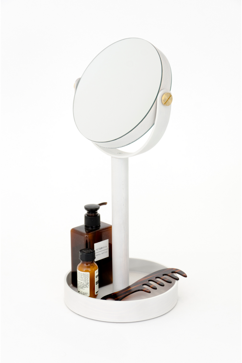 Oak Double Face Mirror with Storage Tray | Wireworks Close-up | OROA TRADE