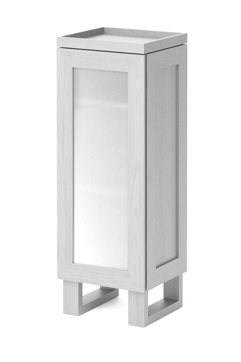 Oak Bathroom Cabinet with Ribbed Glass | Wireworks Tallboy Mezza | OROA TRADE