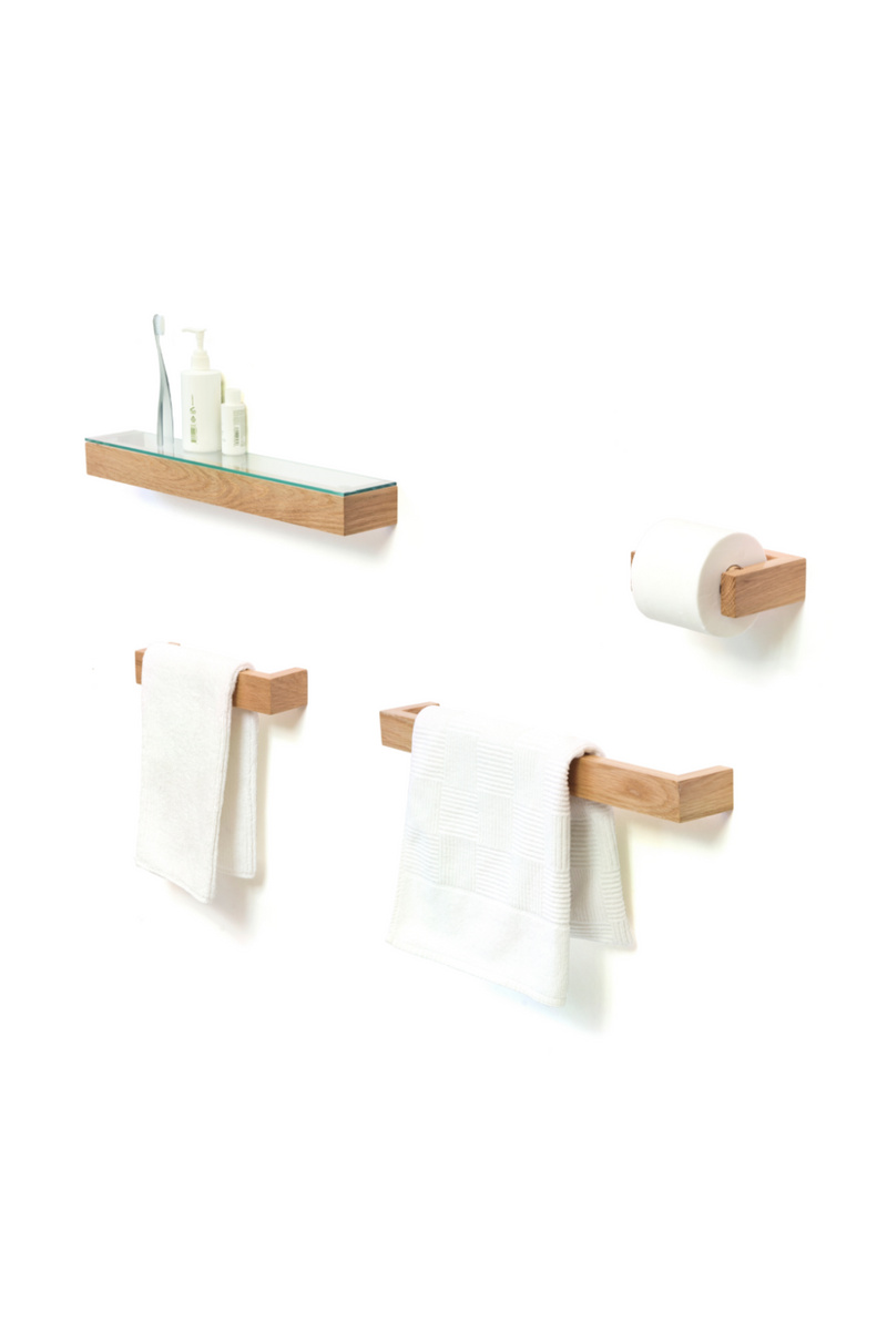 Oak Slim Glass Wall Shelf | Wireworks | OROA TRADE