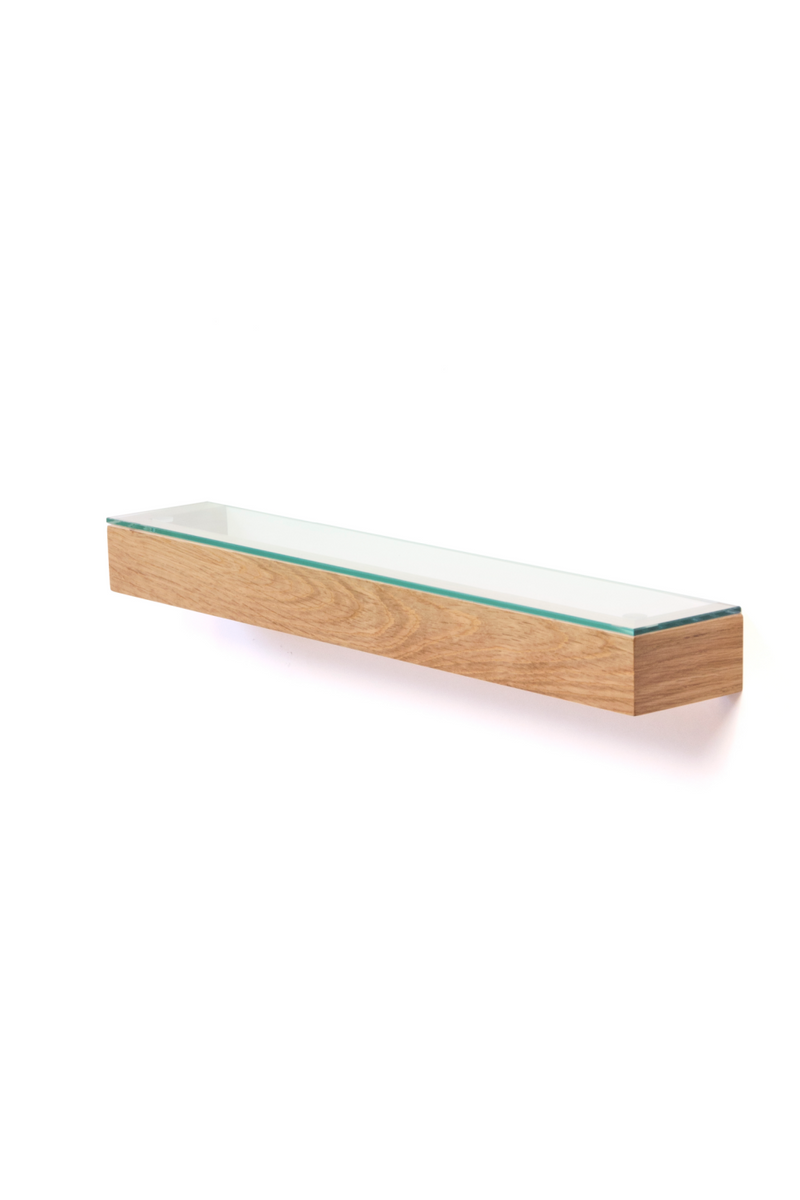 Oak Slim Glass Wall Shelf | Wireworks | OROA TRADE