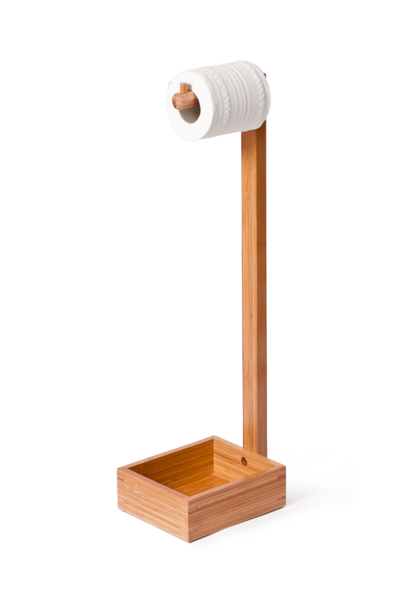 Bamboo Standing Toilet Paper Holder with Storage | Wireworks Arena | OROA TRADE
