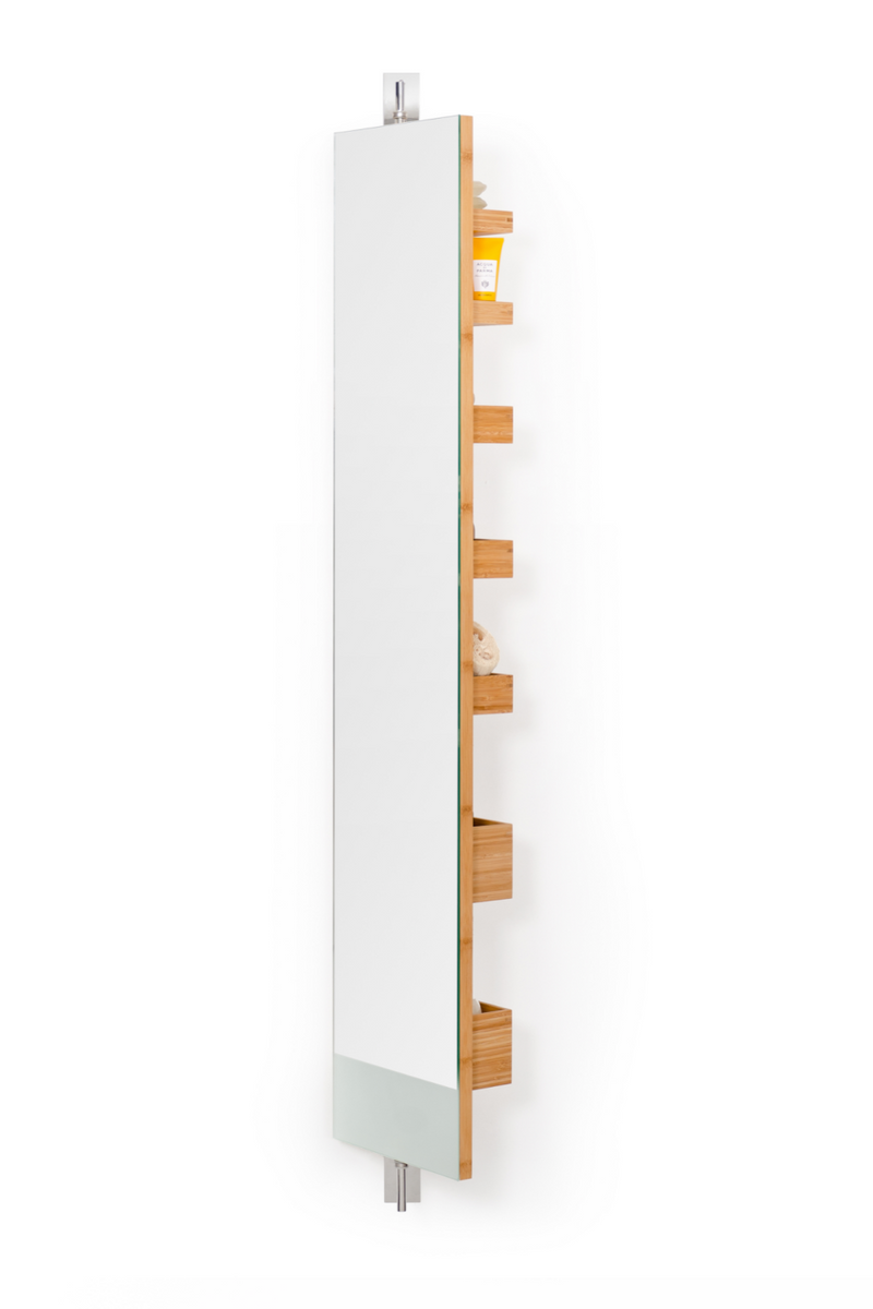 Bamboo Rotating Wall Cabinet with Mirror | Wireworks Arena 1400 | OROA TRADE