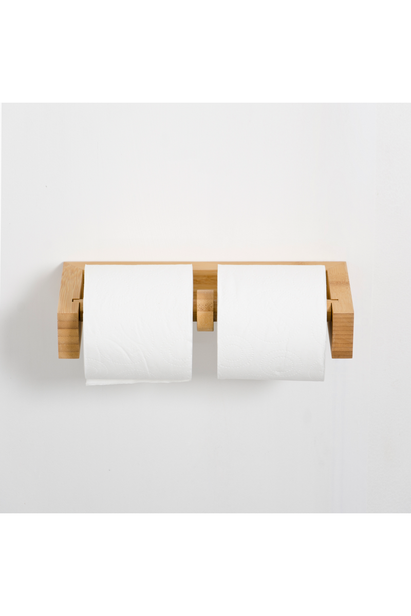 Bamboo Wall Double Toilet Roll Holder | Wireworks | OROA TRADE