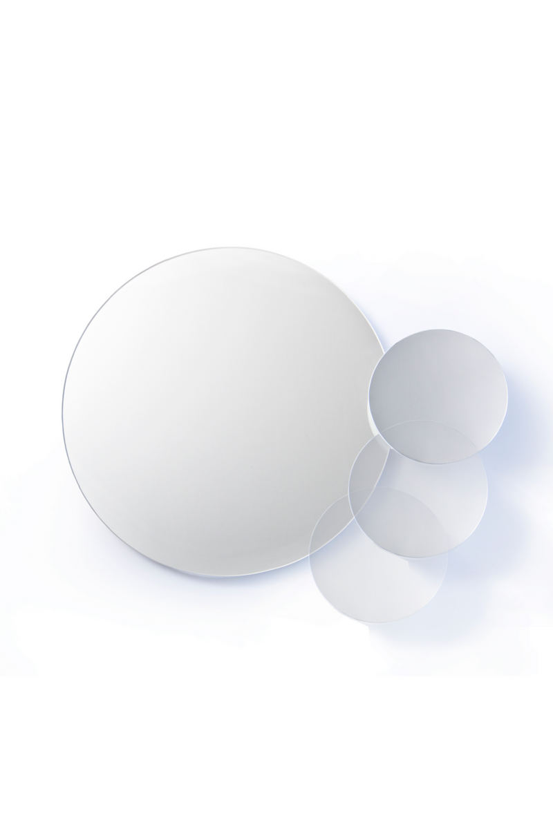 White Round Wall Mirror with Fixed Magnifier | Wireworks Wall Mirror Eclipse | OROA TRADE